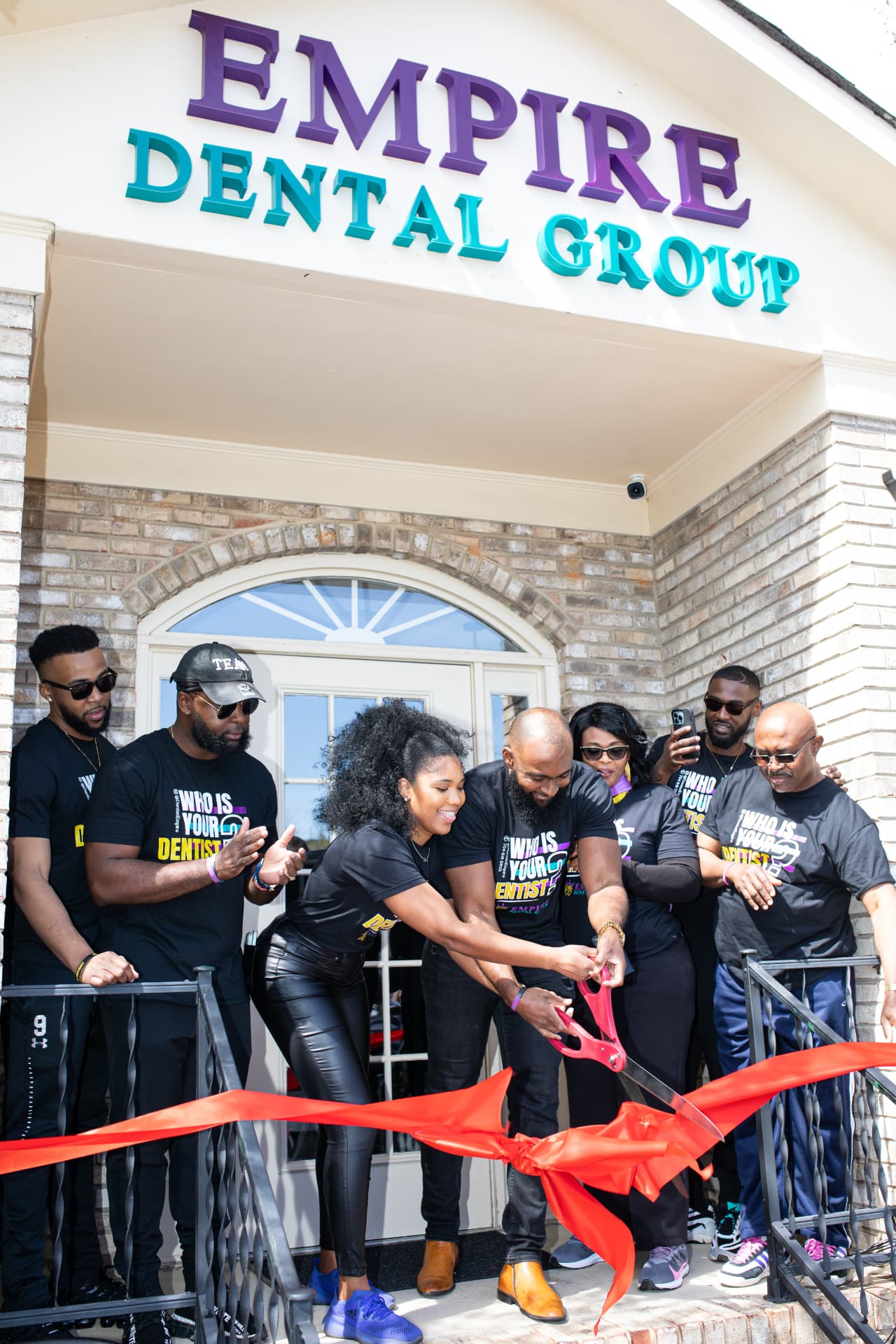 Ribbon cutting at a practice grand opening