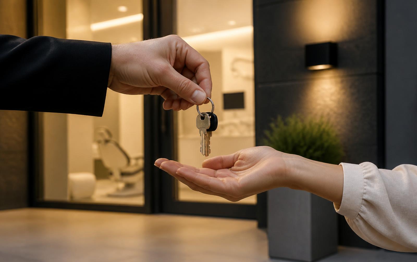Keys to a dental practice handed to a new owner